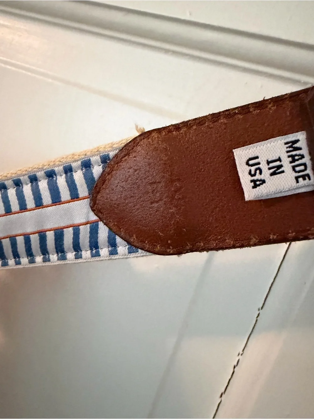 Peter Millar Beige Canvas Belt Furman University embroidered